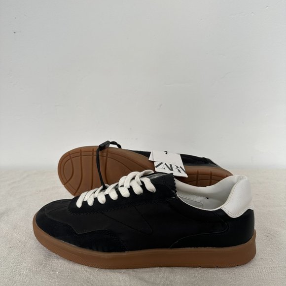ZARA RETRO CASUAL SNEAKERS BLACK SIZE W 39 EU/ 8 US - Picture 1 of 4
